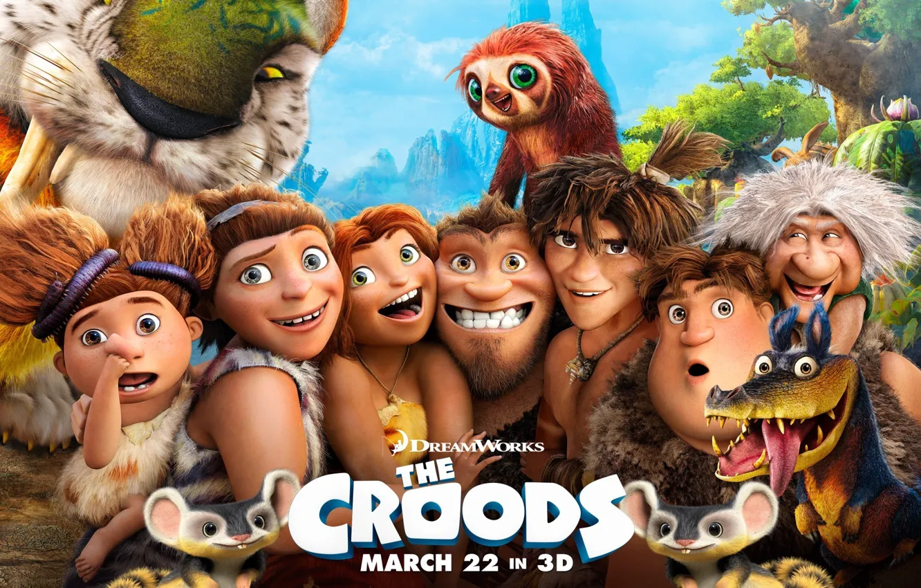 Photo wallpaper cartoon, the croods, dreamworks, the croods