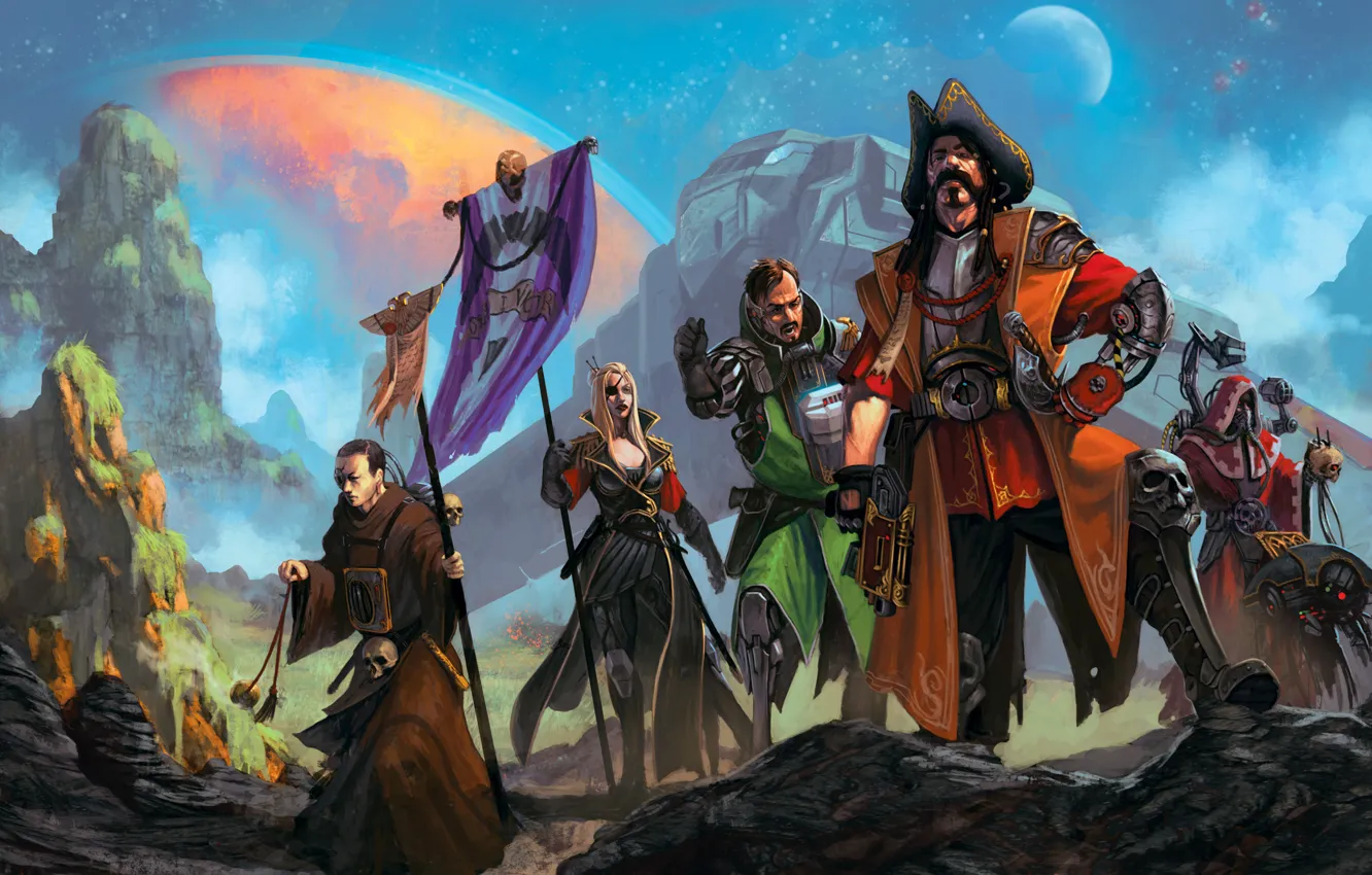 Photo wallpaper stones, people, planet, robot, art, Android, warhammer 40k, Hansel and Gretel witch hunters