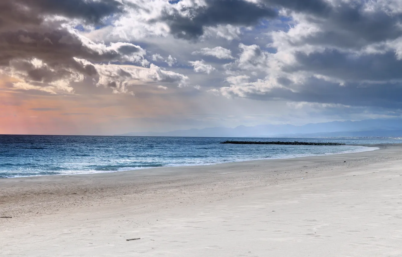 Photo wallpaper winter, sea, beach, the sky, water, landscape, photo, the ocean