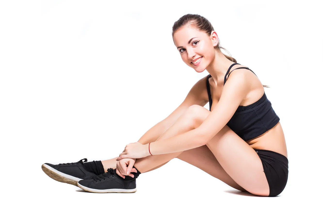 Photo wallpaper woman, exercise, fitness, isolated, stretching
