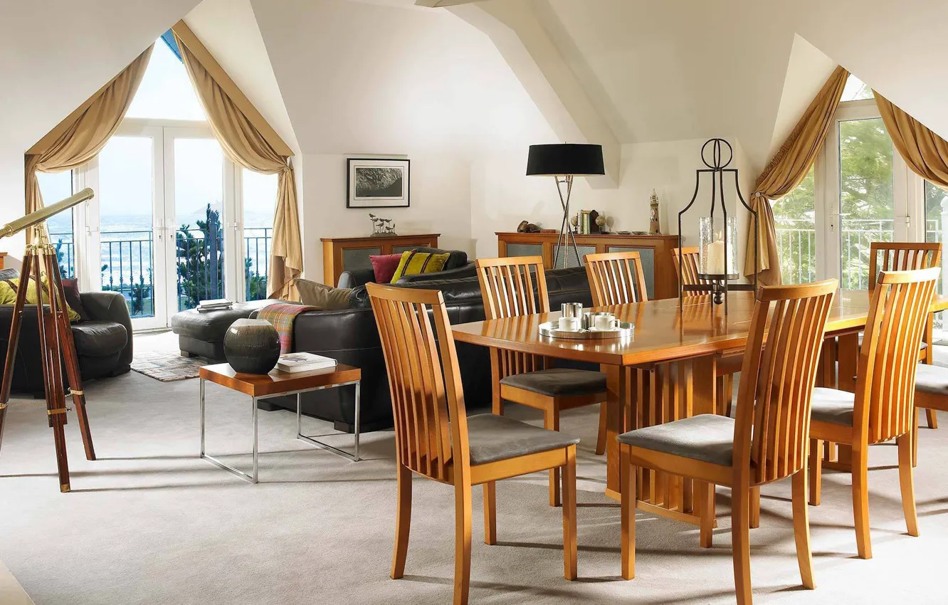 Photo wallpaper interior, living room, cozy, dining room