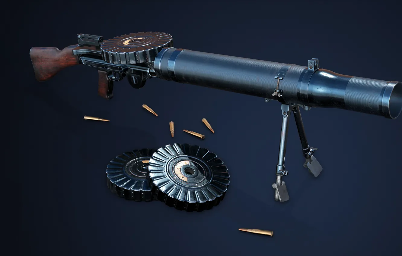 Photo wallpaper Machine gun, Lewis gun, Isaac Newton Lewis