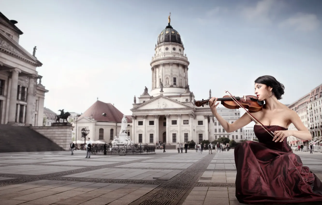 Photo wallpaper violin, area, Dress red