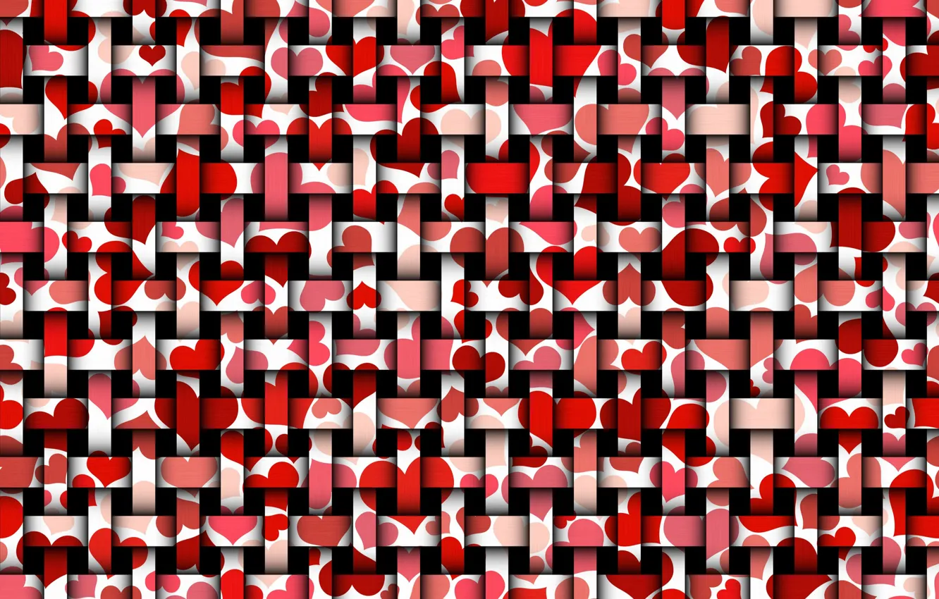 Photo wallpaper strips, hearts, the dark background