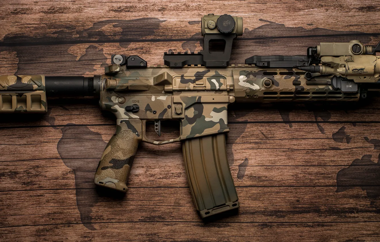 Photo wallpaper background, American, AR-15, a semi-automatic rifle