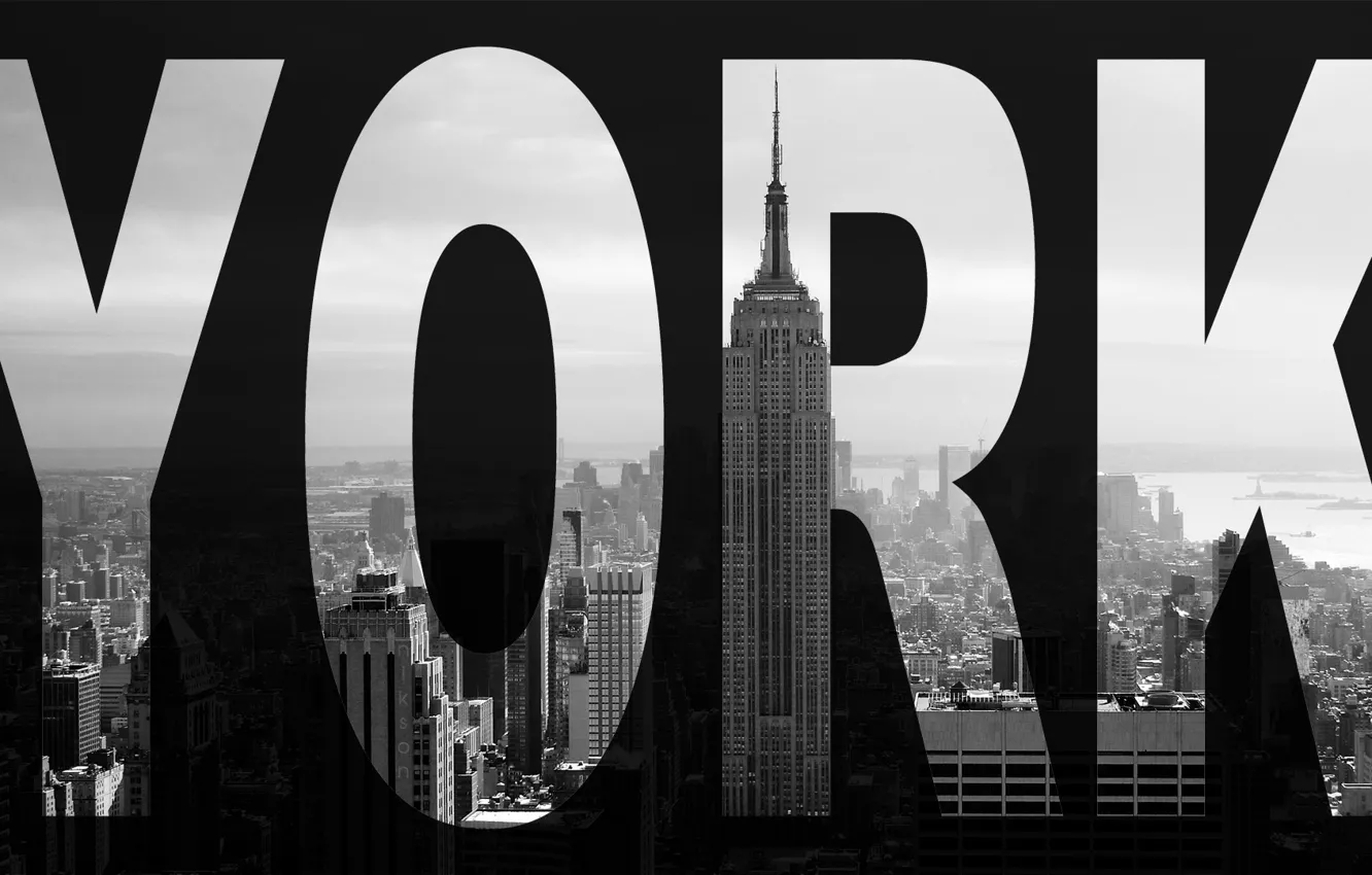 Photo wallpaper the city, New York, skyscrapers, black and white