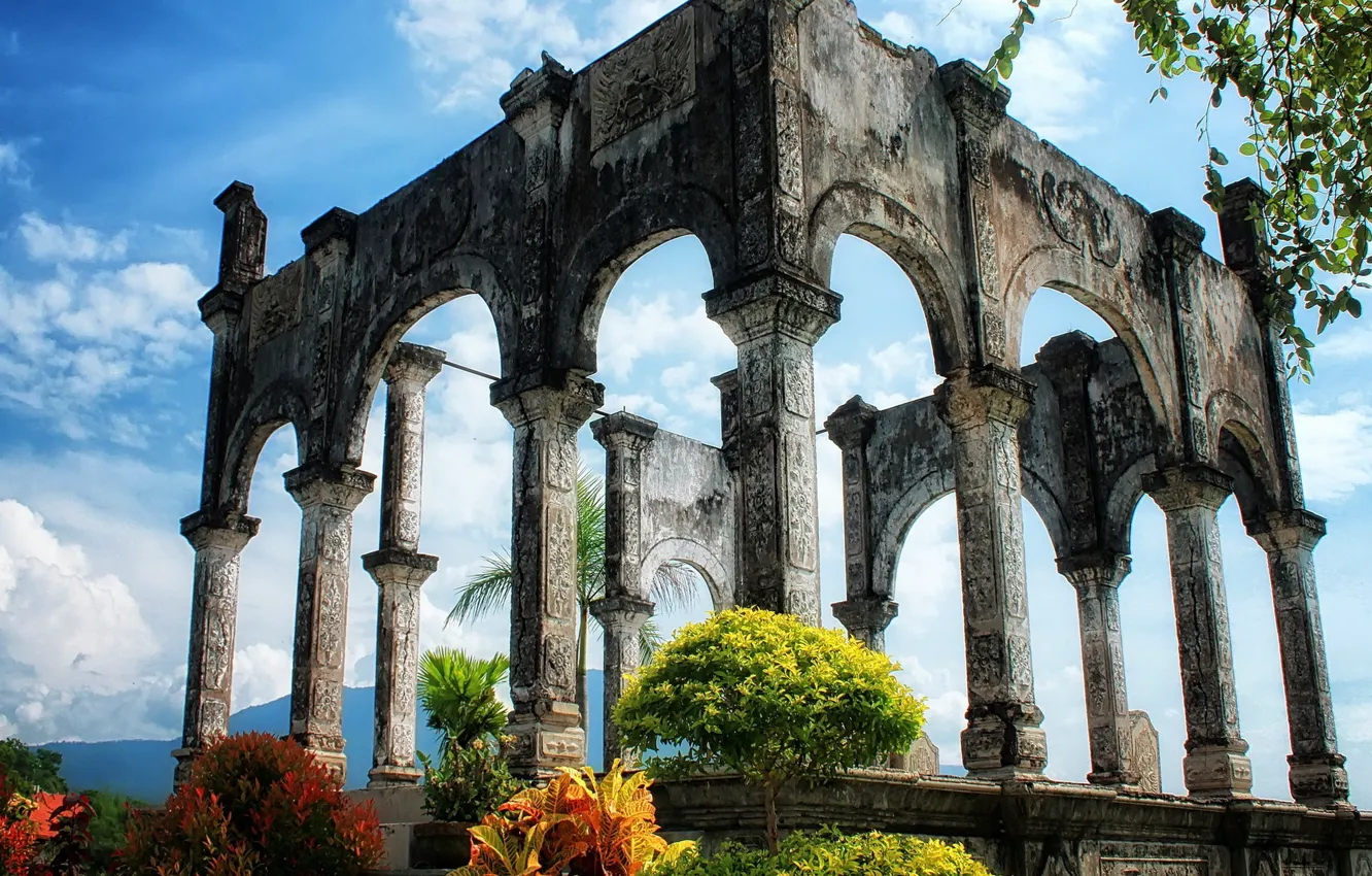 Photo wallpaper nature, columns, ruins, antiquity, history