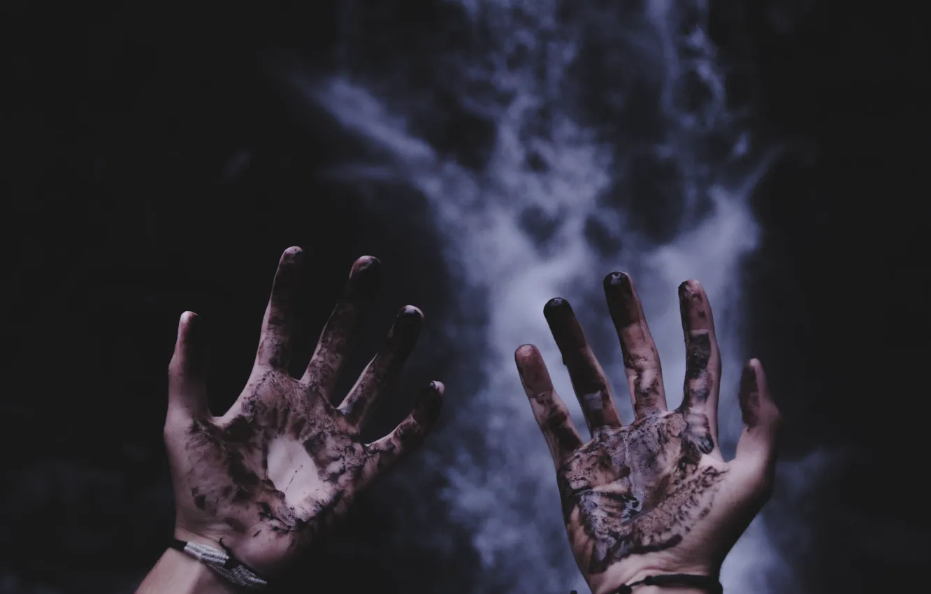 Photo wallpaper earth, hands, zombies, stained