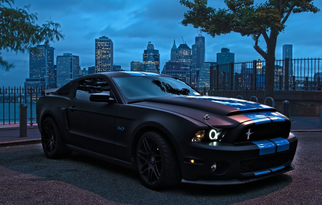 Photo wallpaper black, ford mustang, tuning