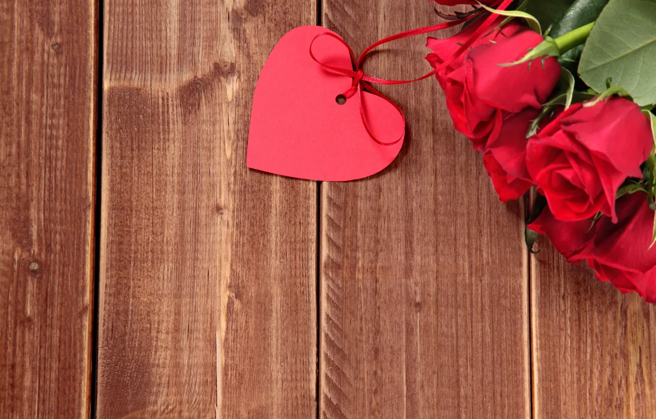 Photo wallpaper heart, bouquet, red, love, heart, romantic, valentine's day, roses