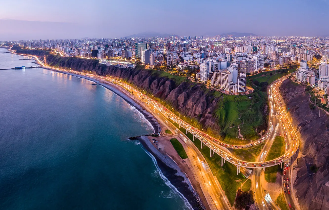 Photo wallpaper Home, Road, Lima, Coast, Peru, Lima, Miraflores, Lima Province