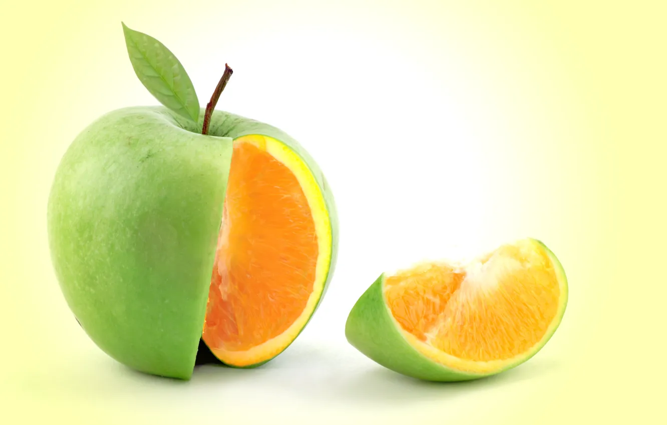 Photo wallpaper rendering, apple, Apple, orange, orange, mixed fruit