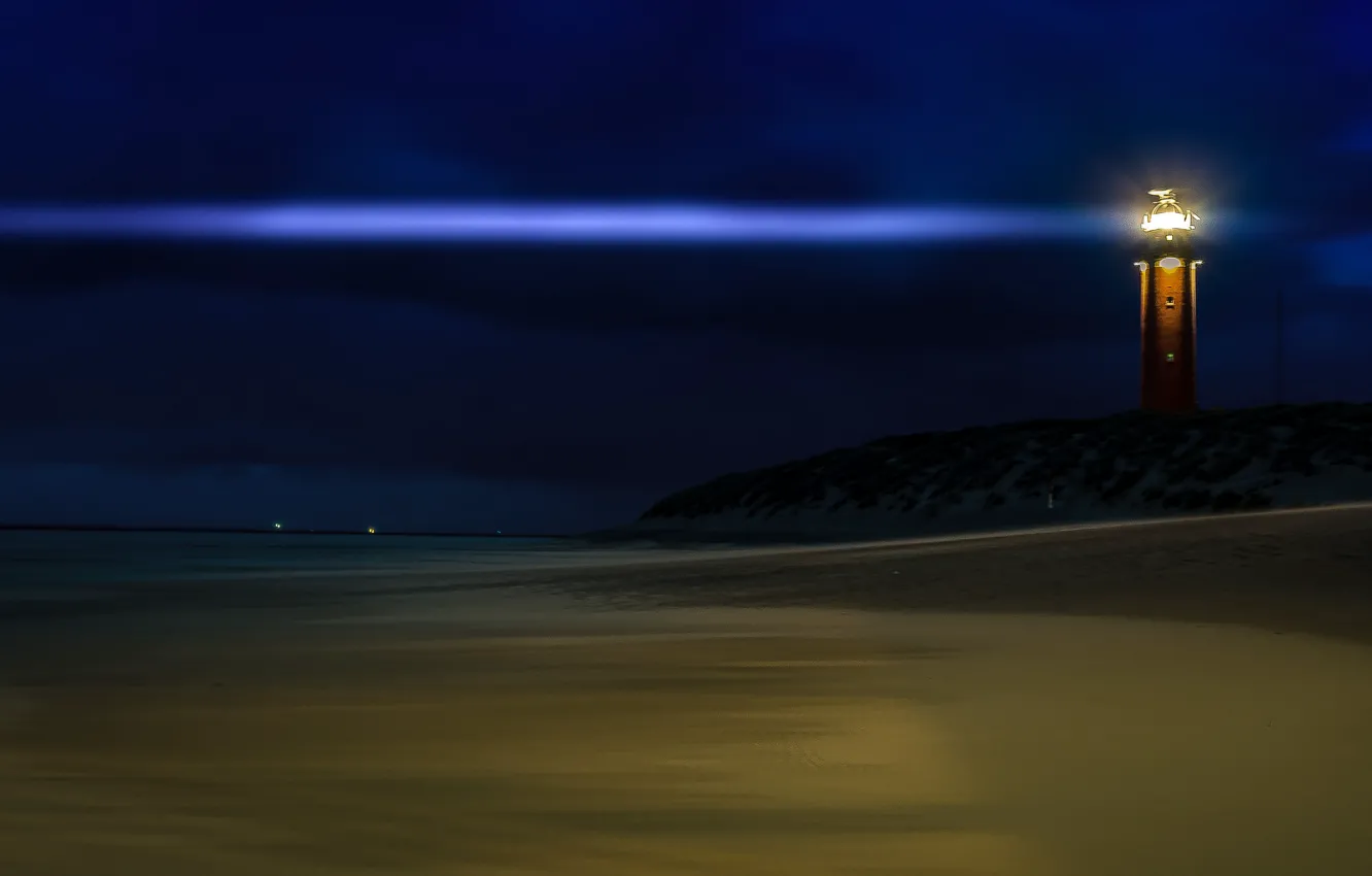 Photo wallpaper sea, light, night, lighthouse