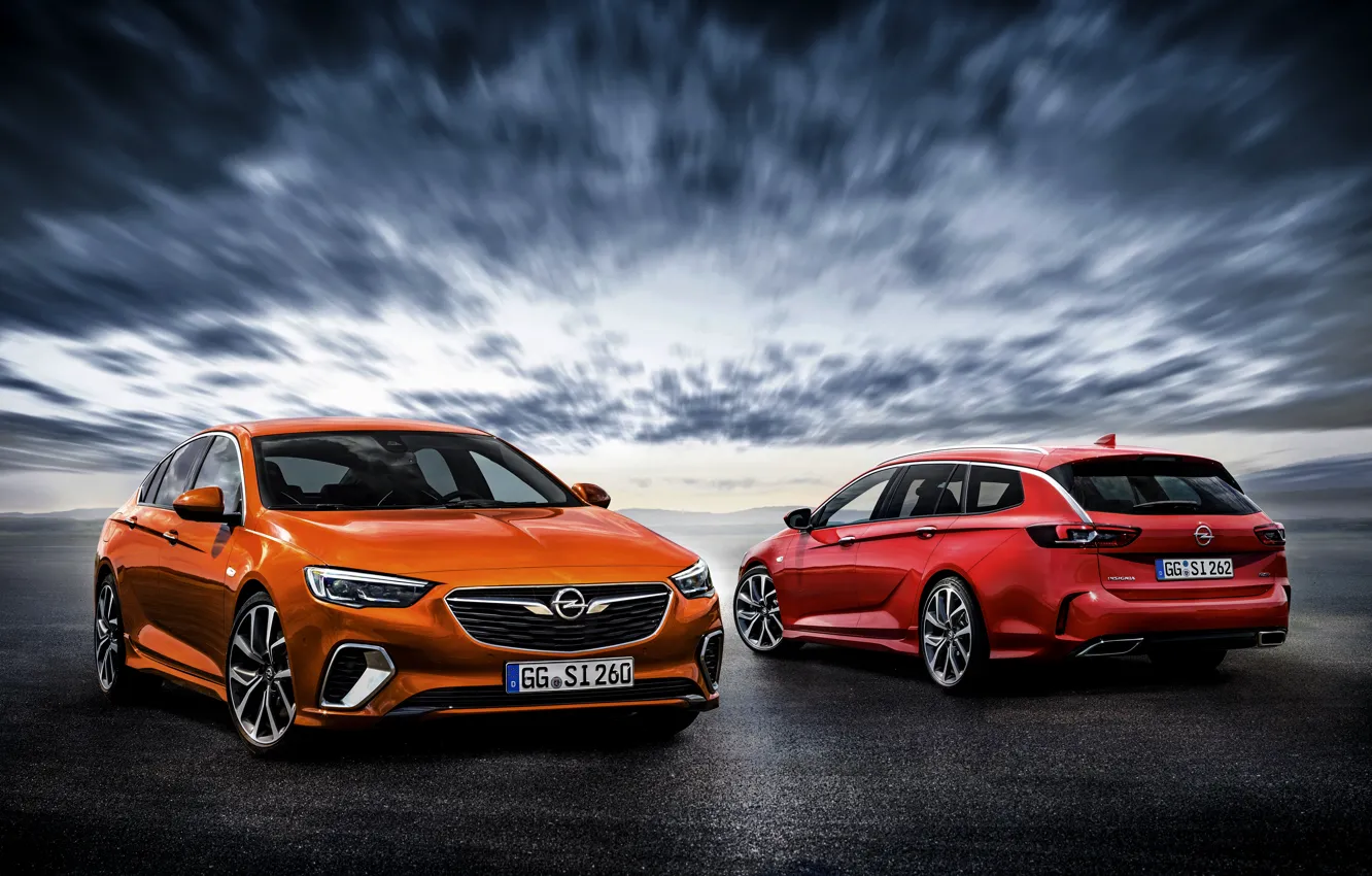 Photo wallpaper the sky, orange, red, clouds, Insignia, Opel, are, Insignia GSi Grand Sport