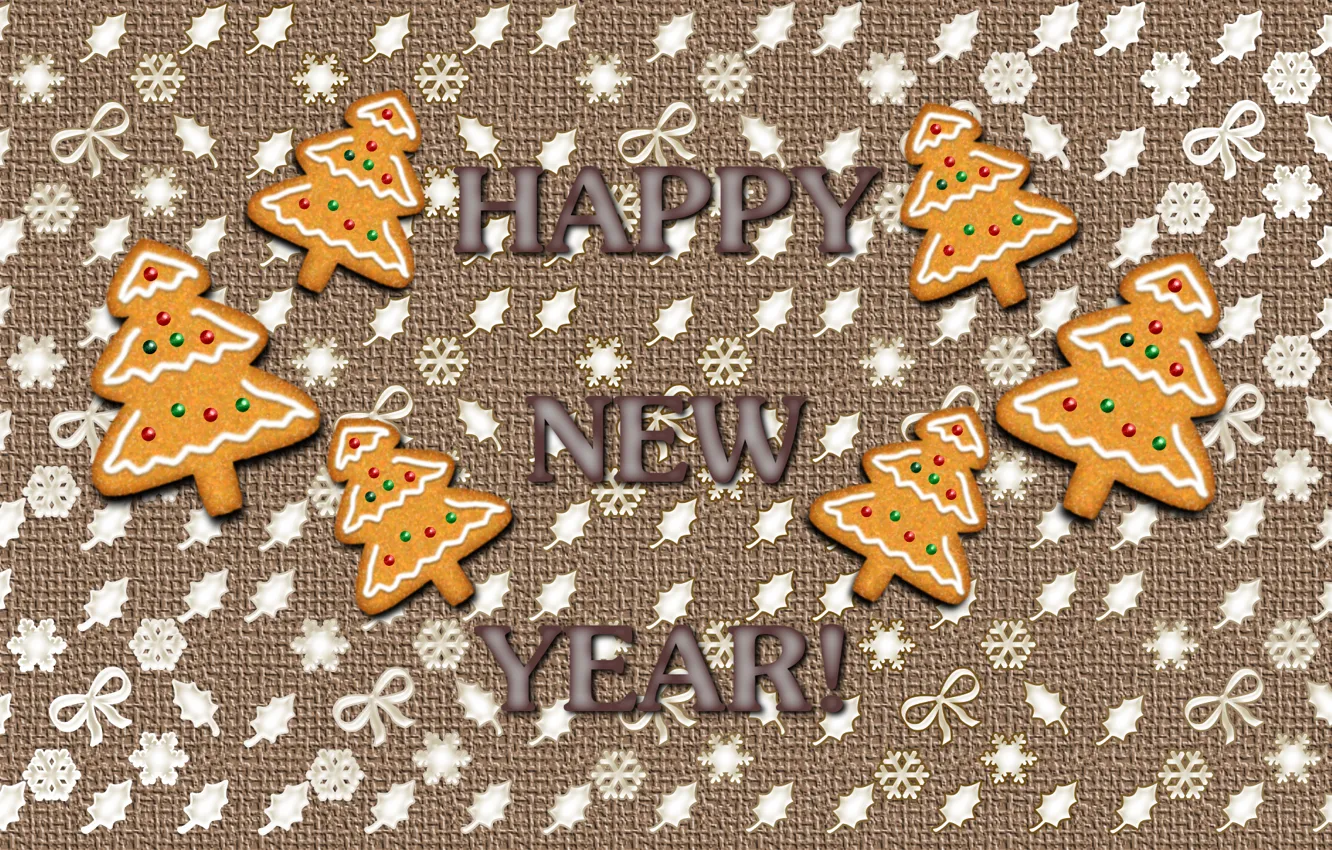 Photo wallpaper snowflakes, text, background, Wallpaper, new year, cookies, Christmas, leaf