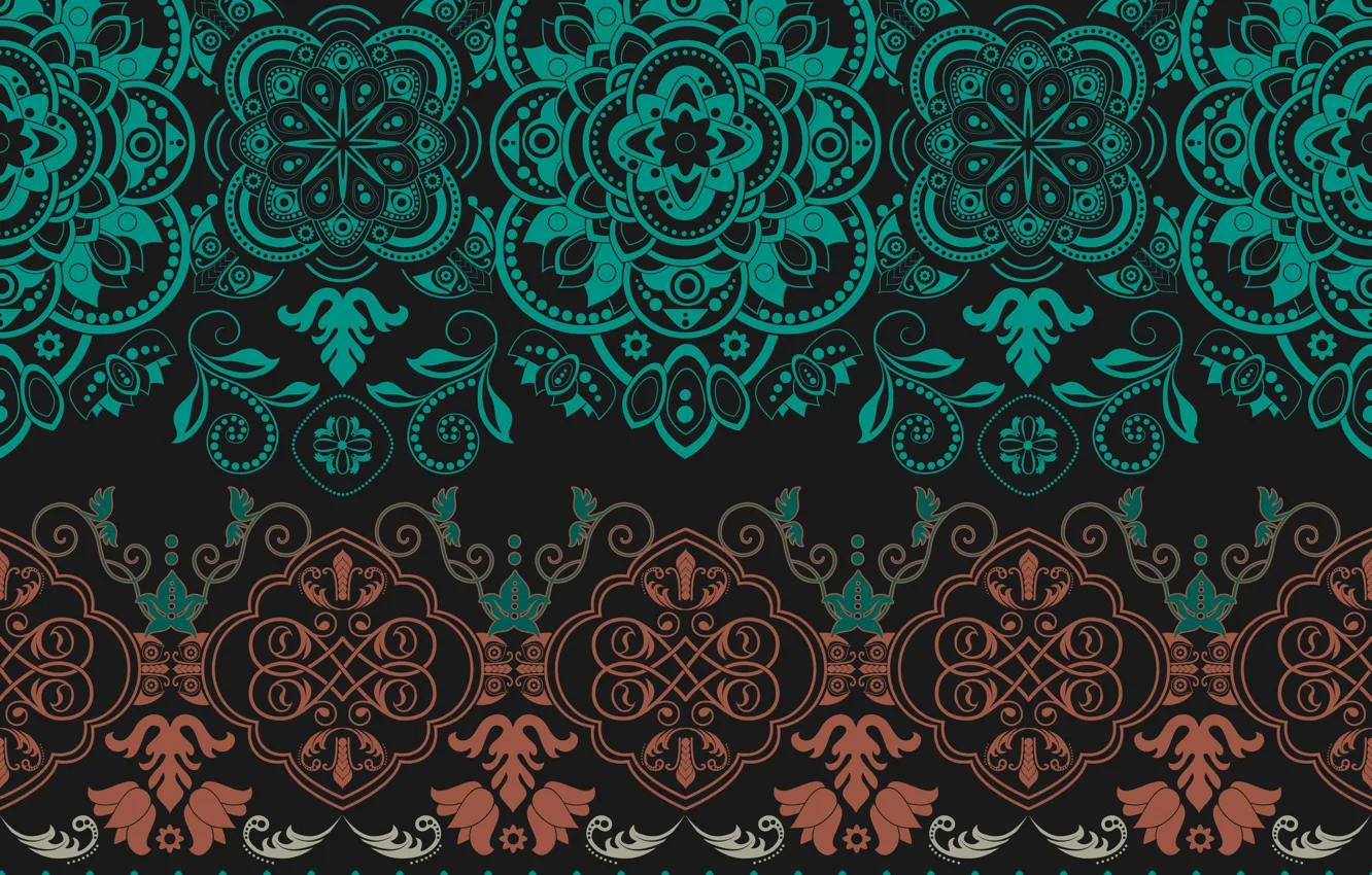 Photo wallpaper pattern, texture, black background, ornament