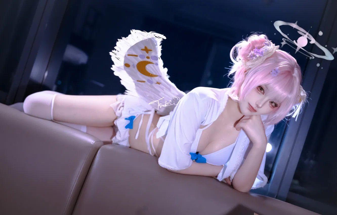 Photo wallpaper model, cosplay, Tsuki, Blue Archive, Misono Mika