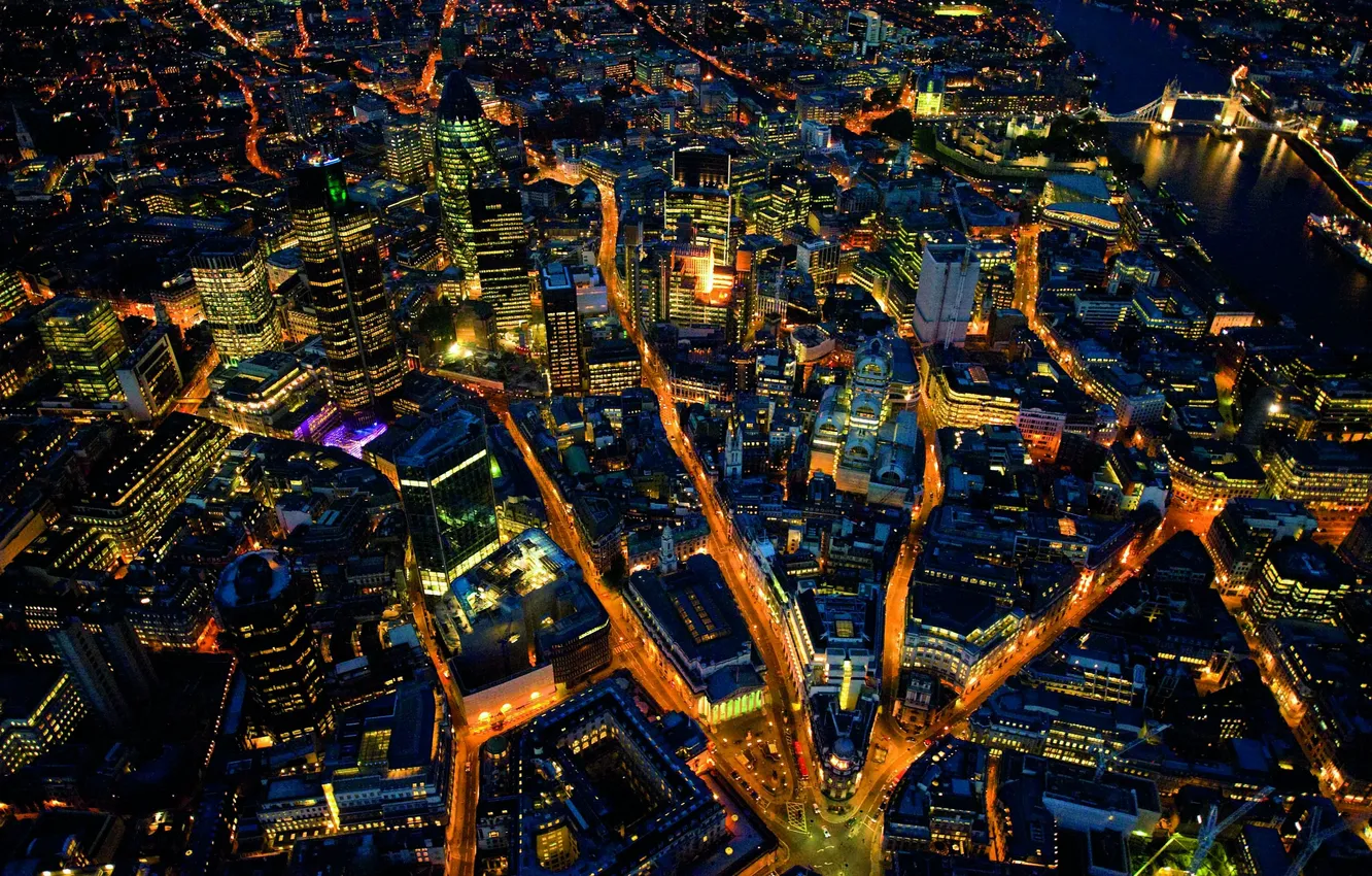 Photo wallpaper road, city, the city, river, street, building, megapolis, river