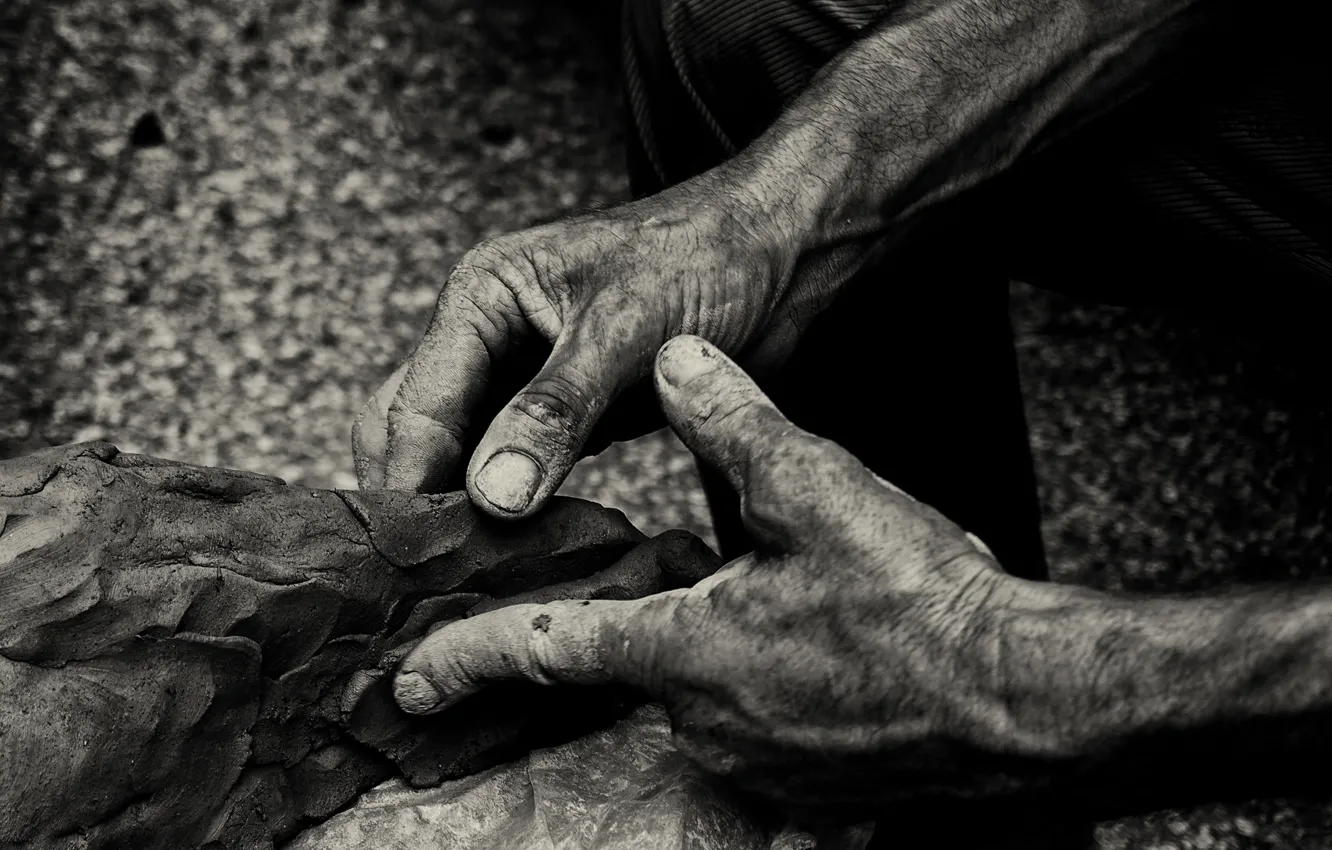 Photo wallpaper hands, fingers, worker