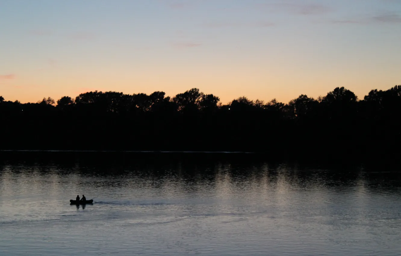 Photo wallpaper nature, boat, the evening, Volga, Uglich