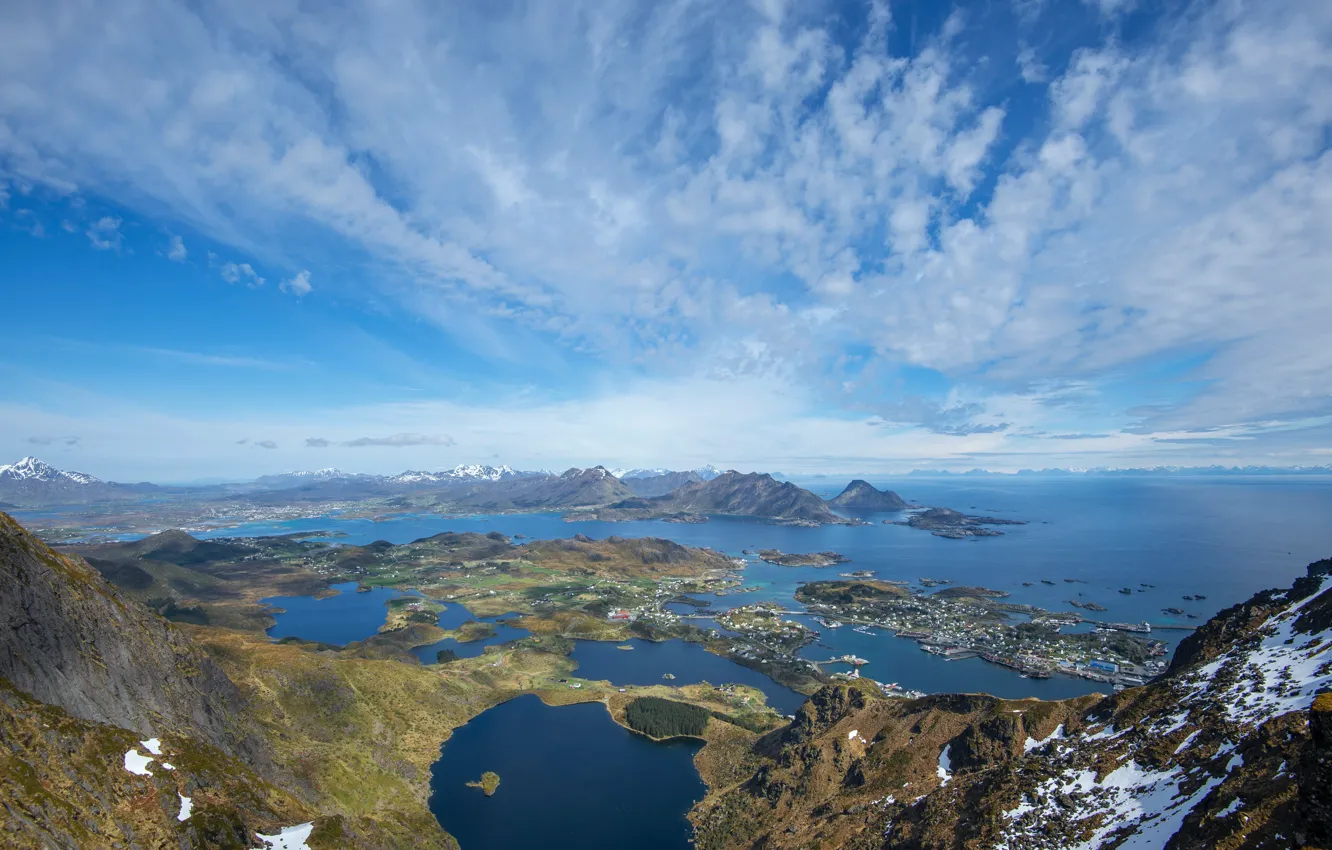 Photo wallpaper sea, the sky, island, space, sky, sea, beautiful landscape, the fjord