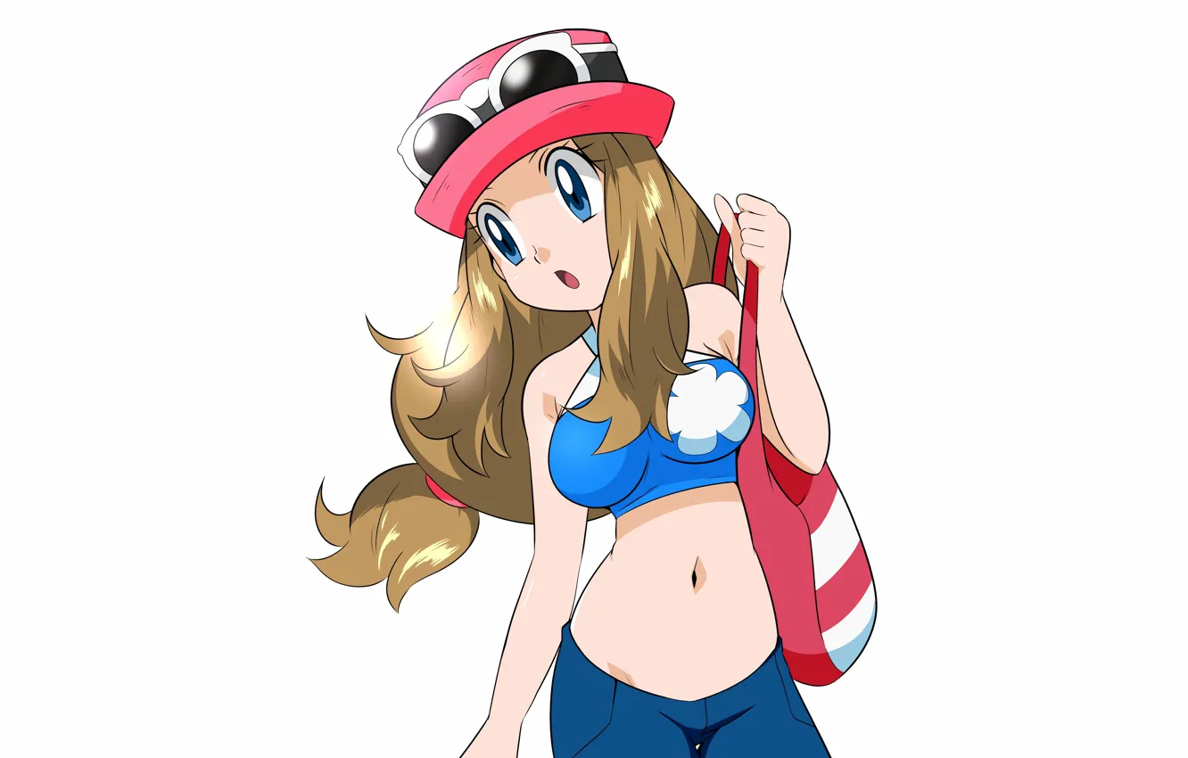Photo wallpaper girl, shorts, long hair, anime, blue eyes, beautiful, pretty, pokemon