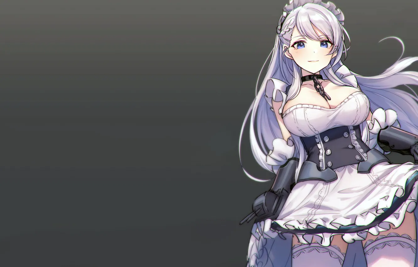 Photo wallpaper girl, sexy, cleavage, thighhighs, long hair, dress, boobs, anime