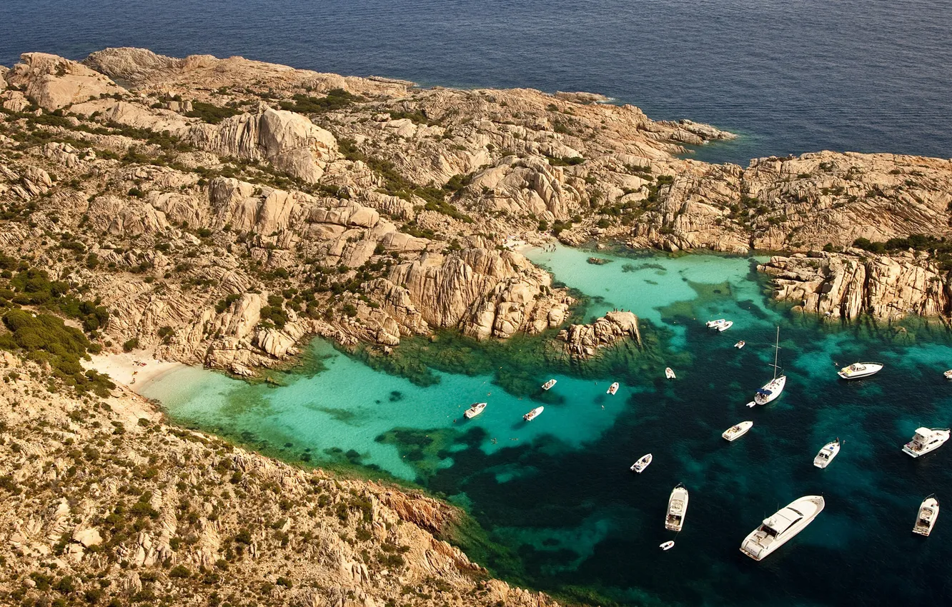 Photo wallpaper sea, mountains, the ocean, rocks, boat, yacht, boat, Laguna