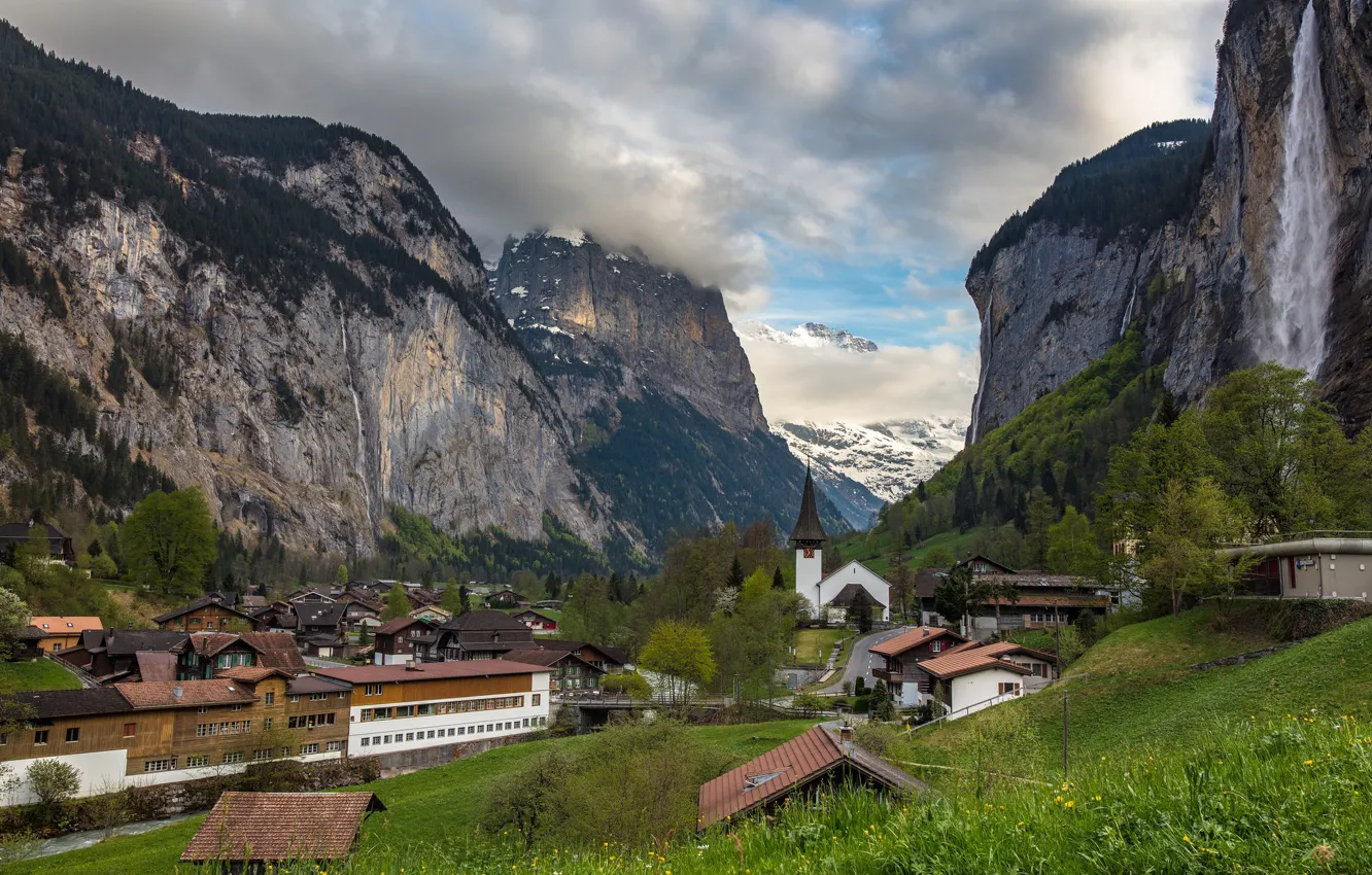 Photo wallpaper mountains, Switzerland, Switzerland, Lauterbrunnen