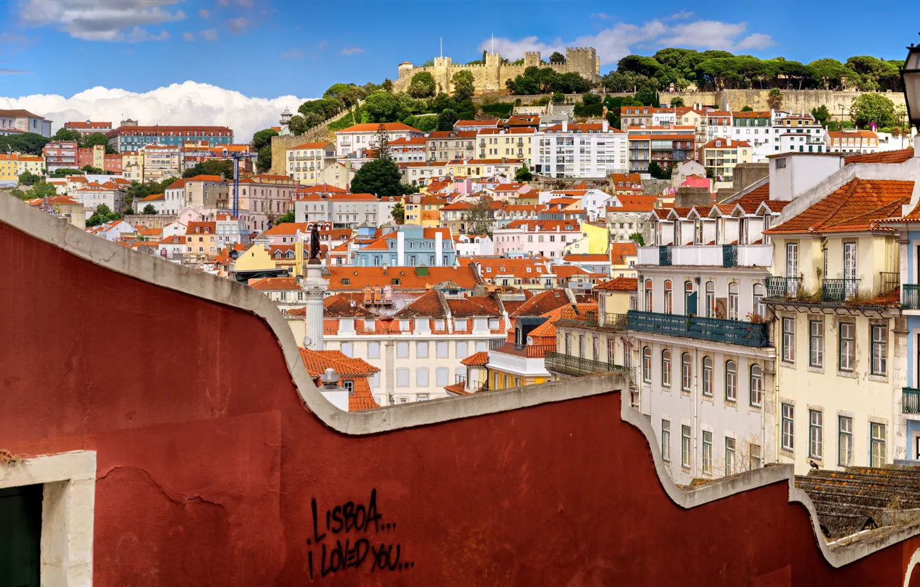 Photo wallpaper wall, building, home, panorama, Portugal, Lisbon, Portugal, Lisbon
