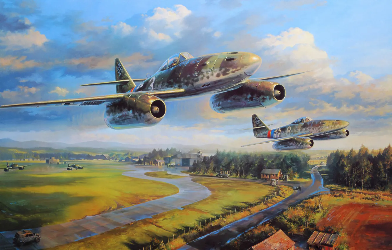 Photo wallpaper war, WW2, Me 262