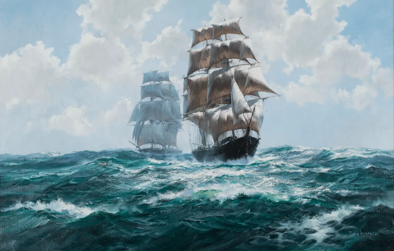 Photo wallpaper painting, drawing, Ship, naval art