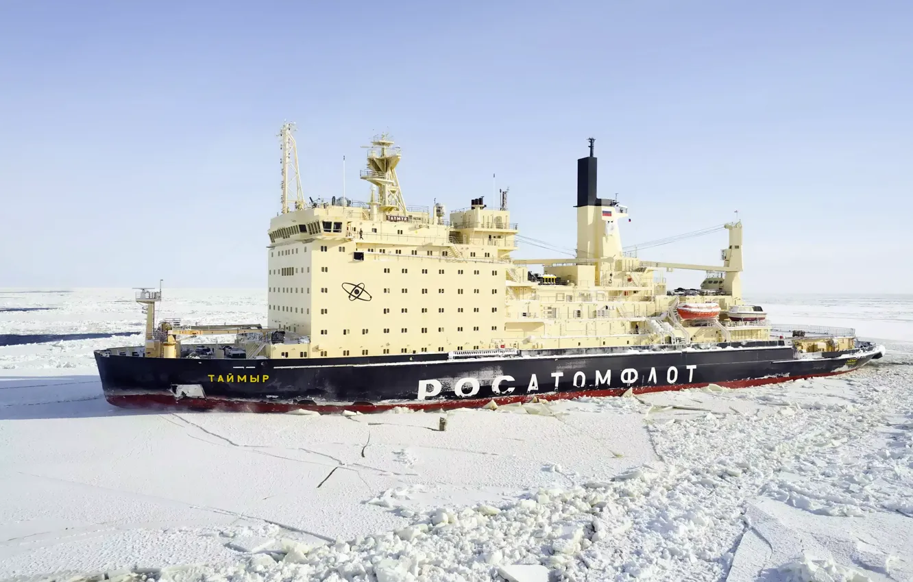 Photo wallpaper Water, Ice, Icebreaker, The ship, Russia, Technique, Taymyr, Atomflot