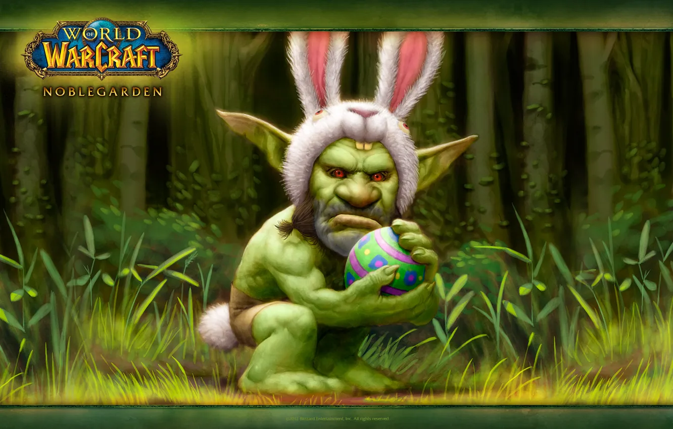 Photo wallpaper egg, hare, Easter, World of warcraft, Orc