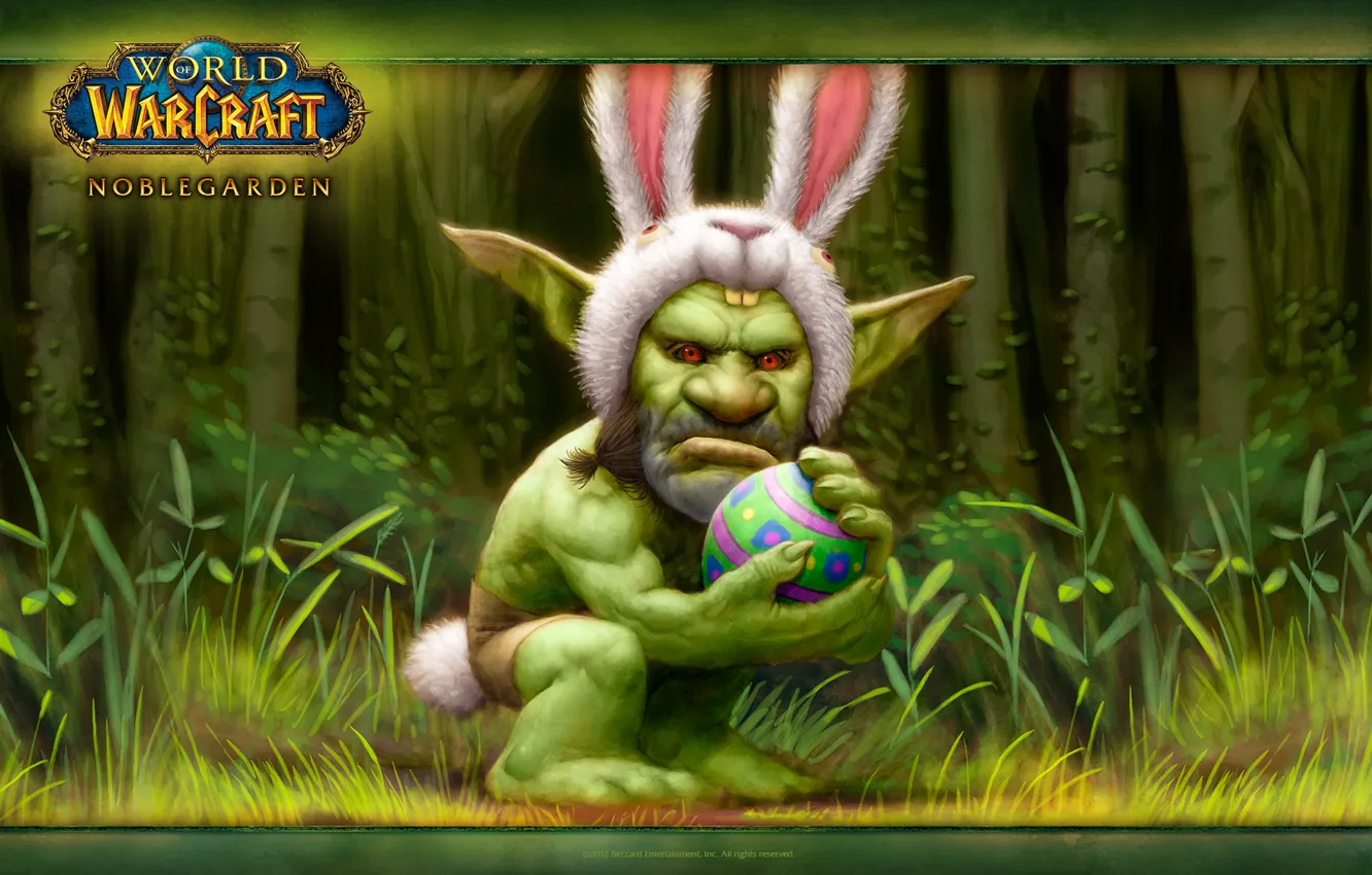 Photo wallpaper hare, eggs, Easter, World of Warcraft, Orc