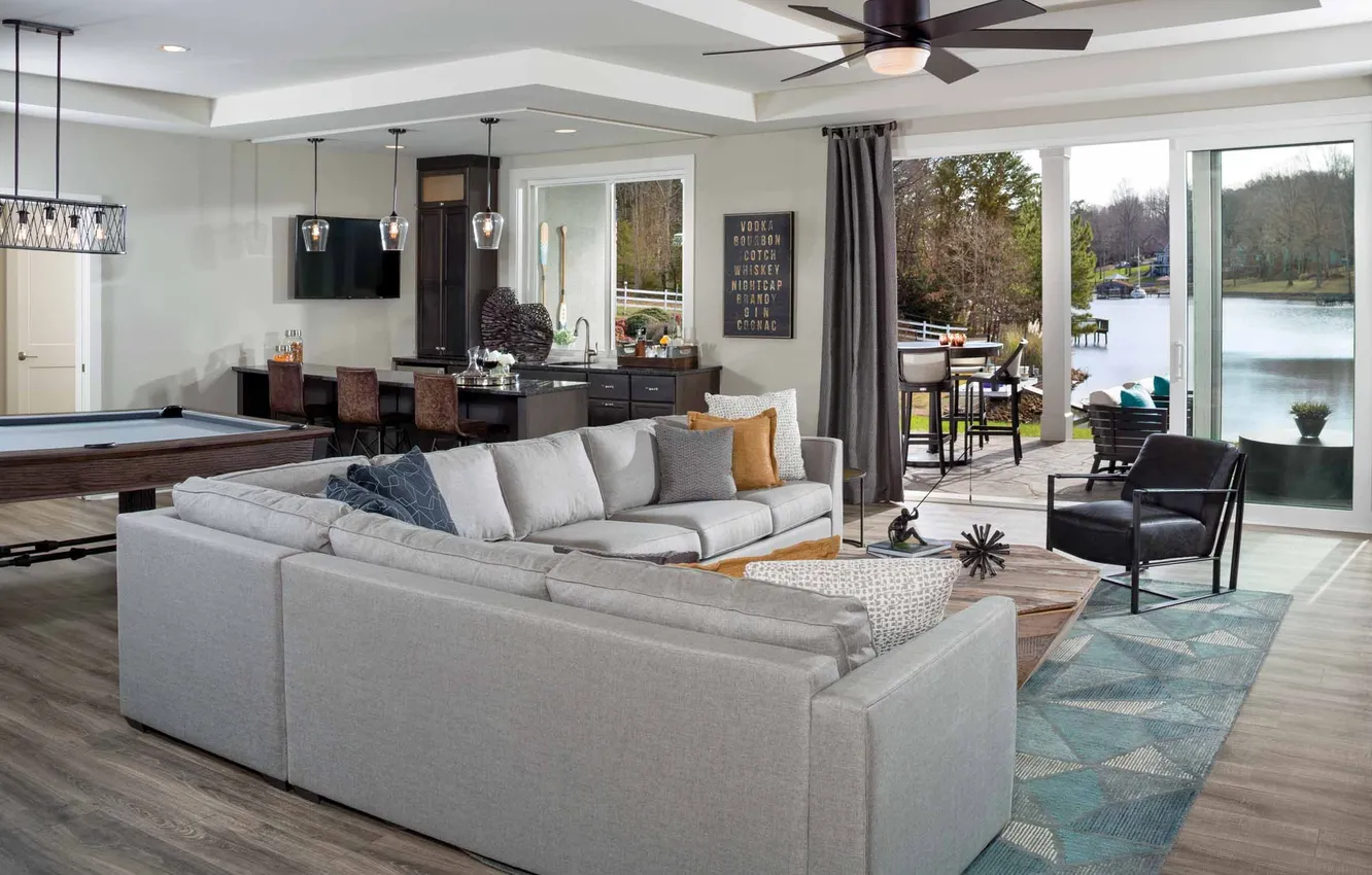 Photo wallpaper design, style, England, interior, club, bar, Billiards, Area