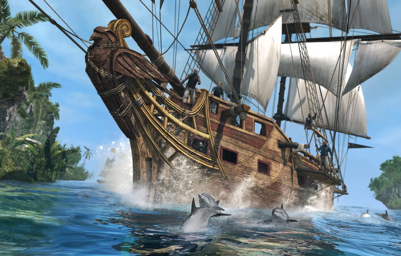 Photo wallpaper sea, ship, Edward Kenway, Assassin’s Creed IV: Black Flag