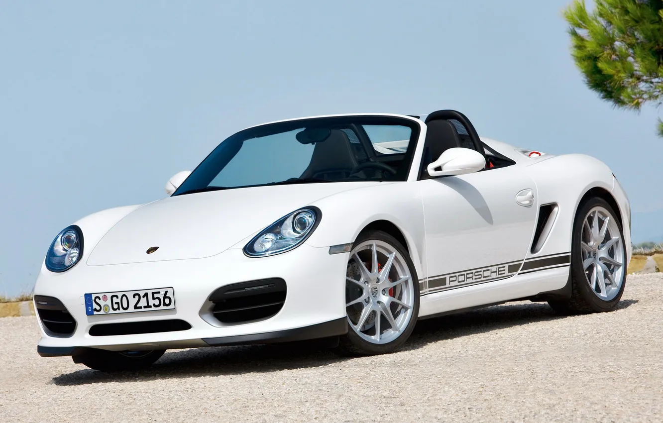 Photo wallpaper Porsche, white, supercar, convertible, porsche