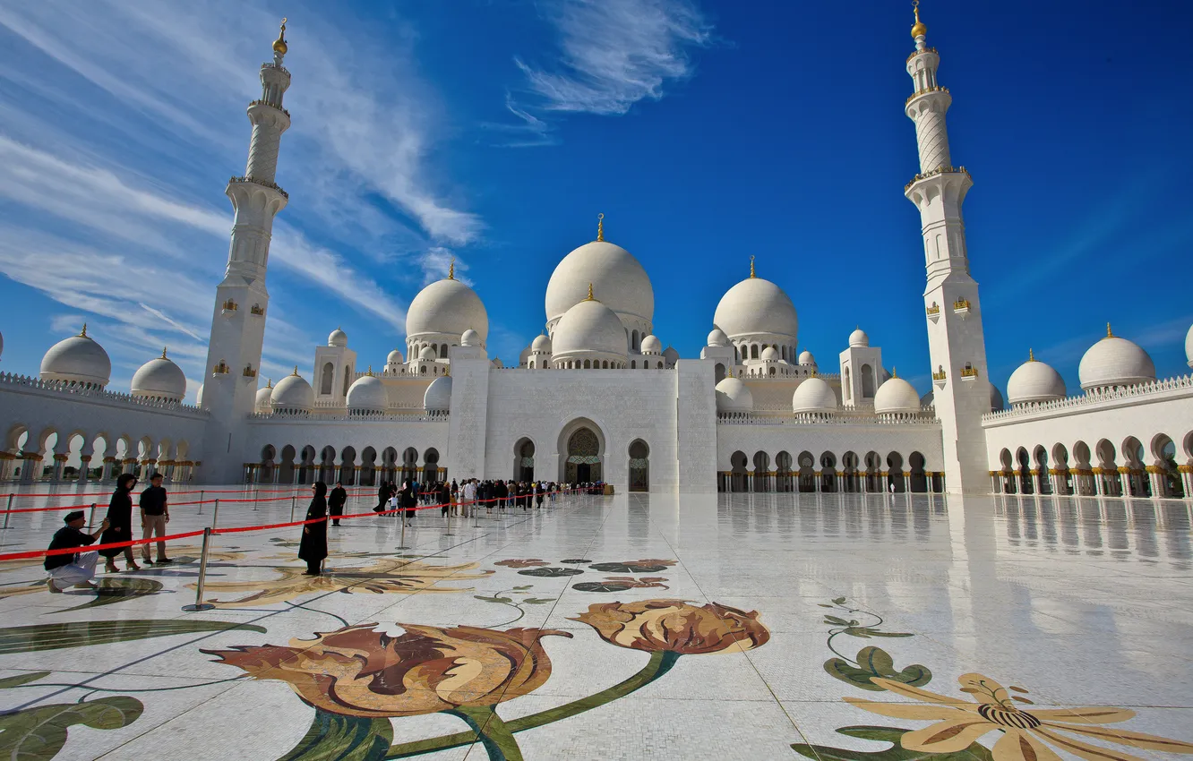 Photo wallpaper Abu Dhabi, UAE, The Sheikh Zayed Grand mosque, Abu Dhabi, UAE, Sheikh Zayed Grand Mosque