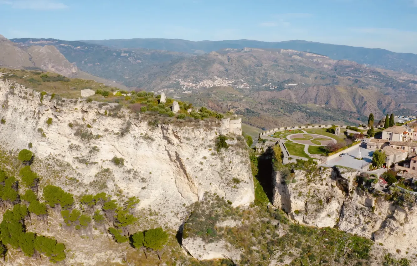 Photo wallpaper Italy, nature, square, village, Calabria, Gerace