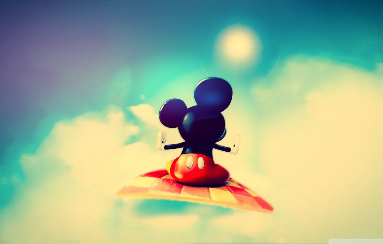 Photo wallpaper flight, Mickey Mouse, cute mickey mouse, red pants