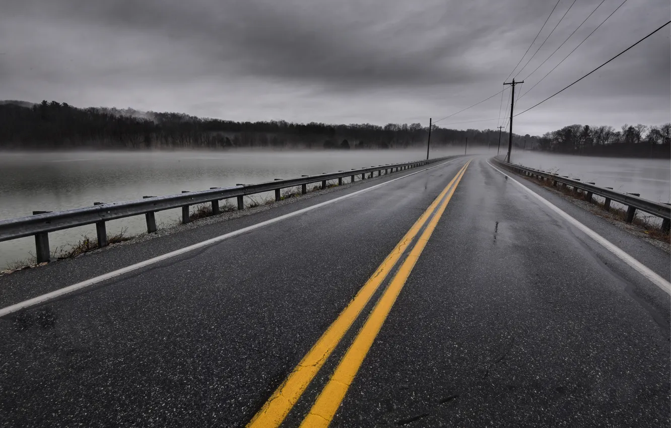 Photo wallpaper road, asphalt, the darkness