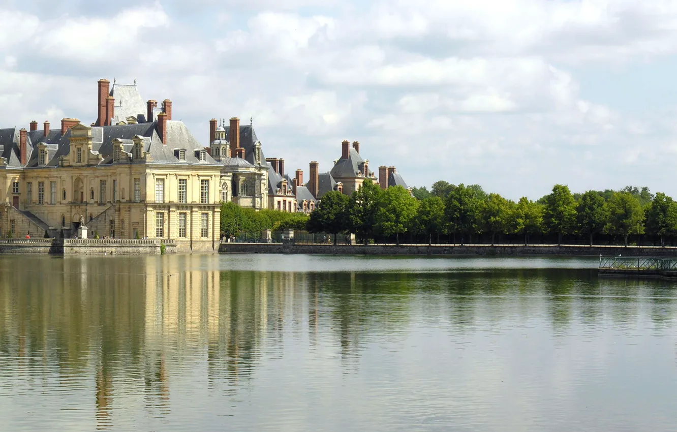 Photo wallpaper pond, France, The Palace Of Fontainebleau