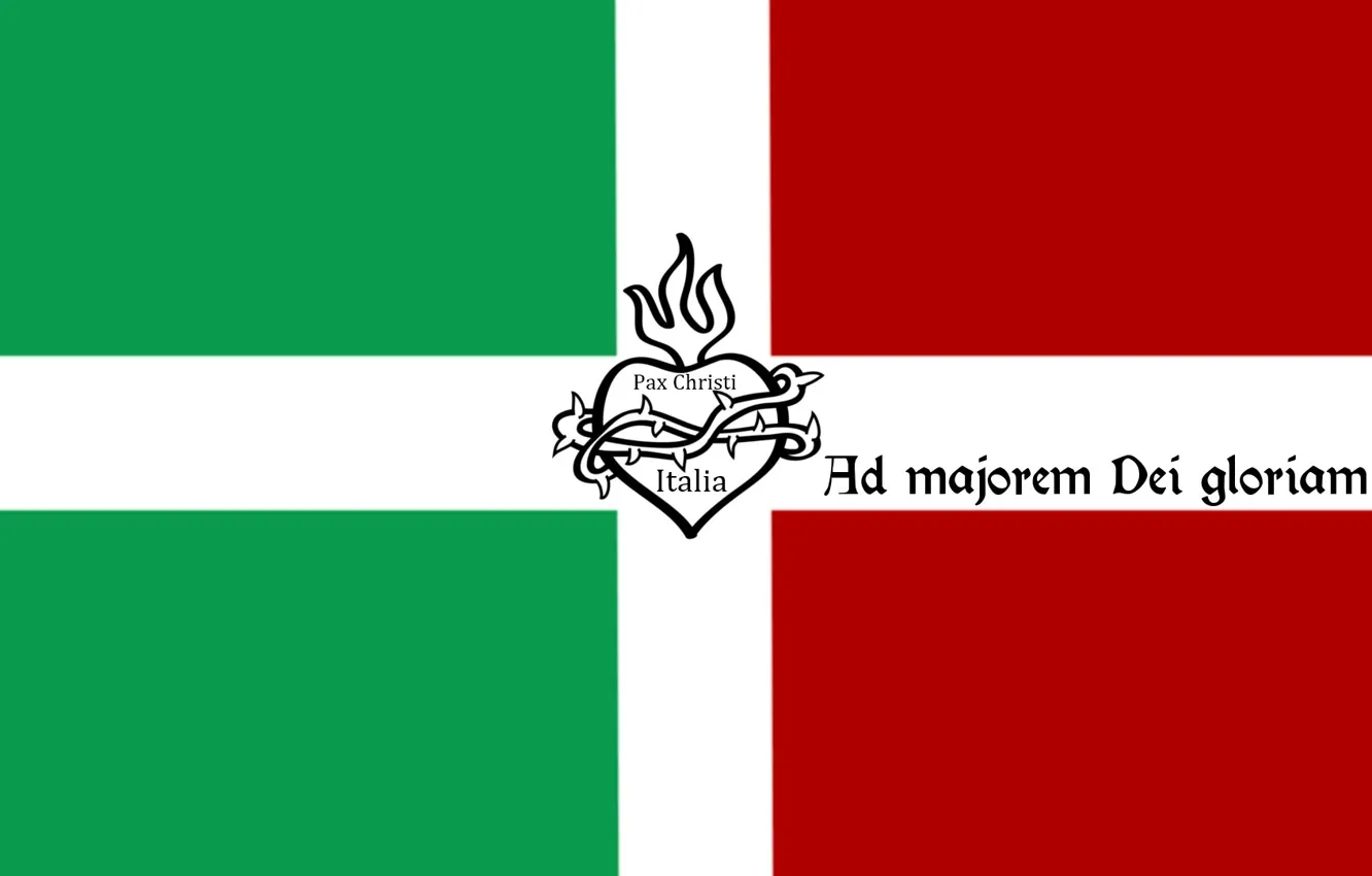 Photo wallpaper green, fire, red, Italy, heart, cross, flag, Italia