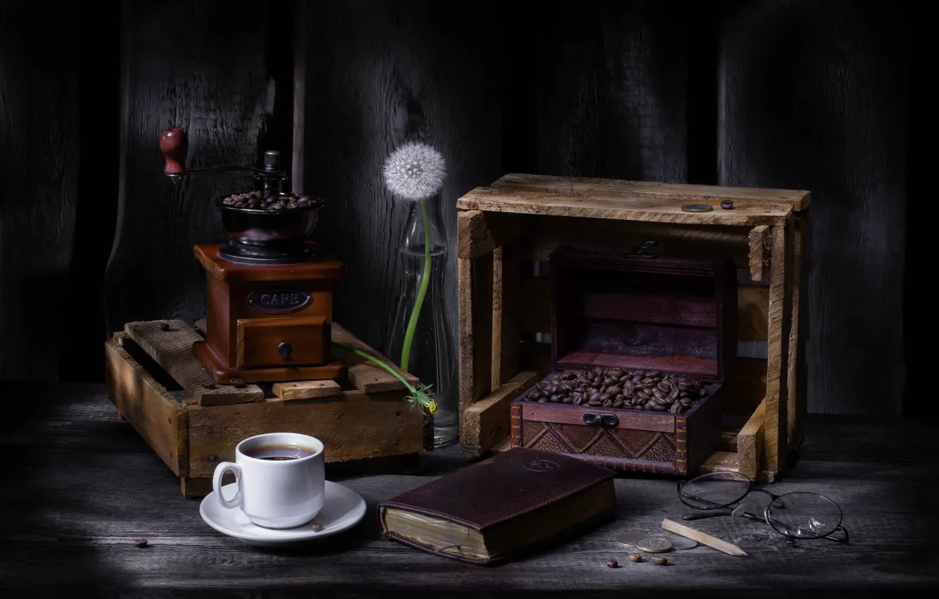 Photo wallpaper coffee, still life, coffee grinder