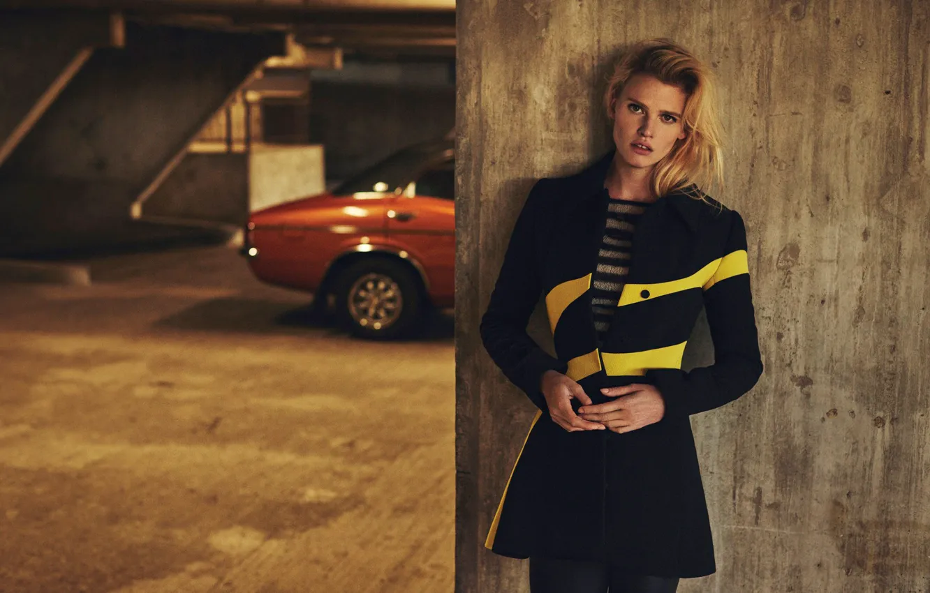 Photo wallpaper auto, model, makeup, dress, hairstyle, blonde, Lara Stone, Lara Stone