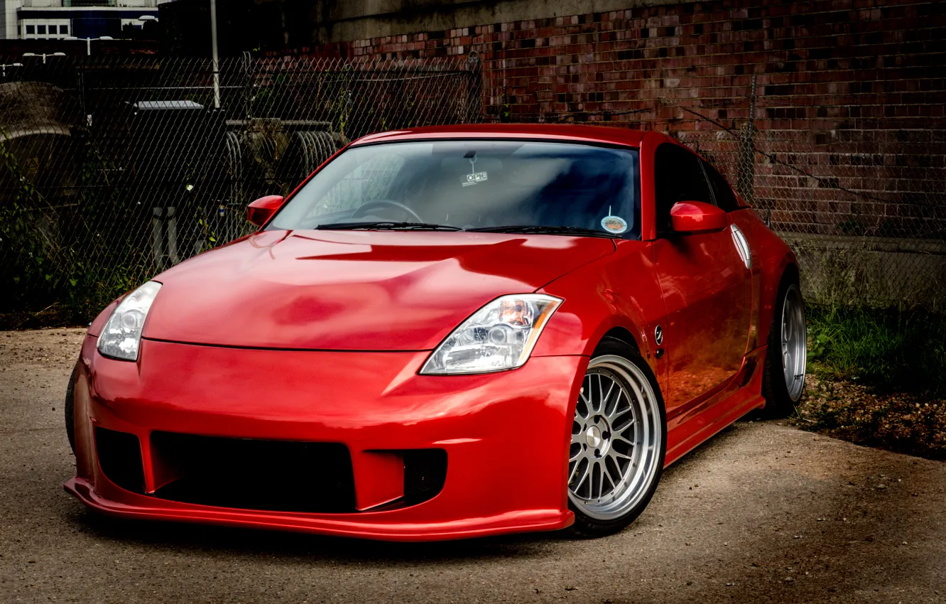 Photo wallpaper fire, red, Nissan, 350Z