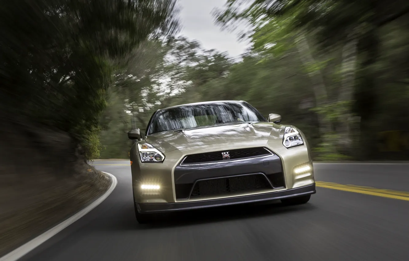 Photo wallpaper Nissan, GT-R, R35, front view, iconic, Nissan GT-R 45th Anniversary Gold Edition