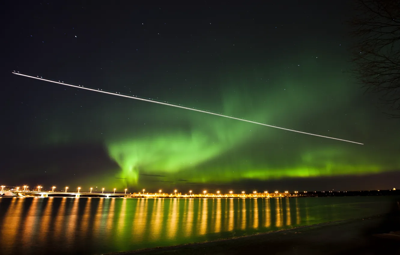 Photo wallpaper night, traces, lights