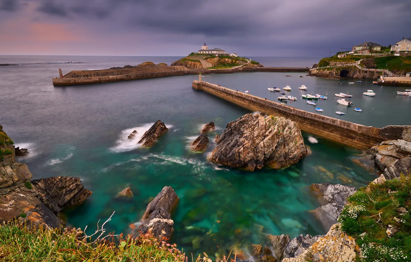 Photo wallpaper Tapia de Casariego, Asturias, port